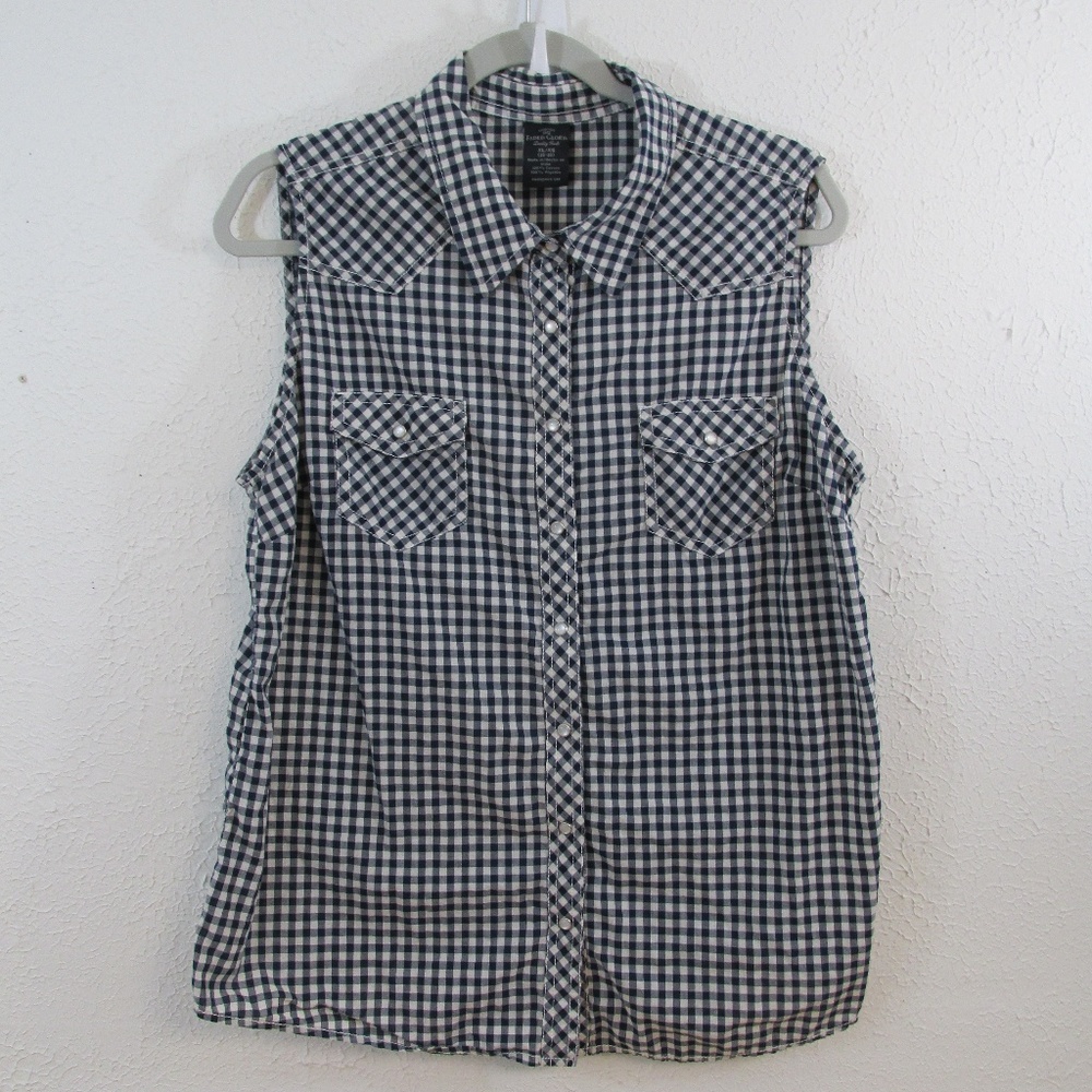 Faded Glory Woman's Collard Button Up Plaid Tank T